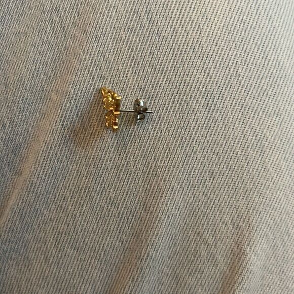 Dainty Gold Butterfly Stud Earrings - Picture 4 of 5